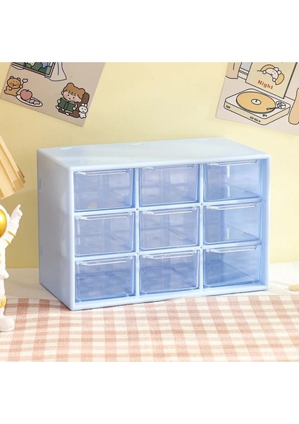 Mavi Stil 9 Izgara Çekmece Tipi Saklama Kutusu Küçük Kozmetik Plastik Organizatörler Kutusu Kawaii Öğrenci Sırası Kırtasiye Enkaz Takı Depolama Rafı (Yurt Dışından)