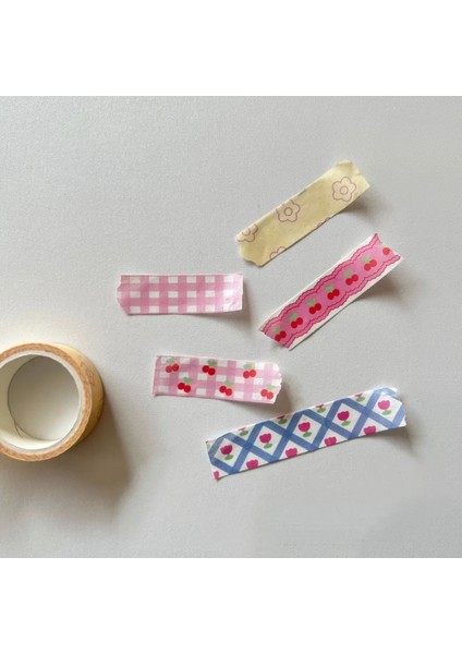 1 Adet B Tarzı K Izgara Kiraz Çiçeği Washi Bant Dekoratif Yapışkan Bant Renkli Maskeleme Bandı Sticker Scrapbooking Dıy Kırtasiye Bandı (Yurt Dışından)