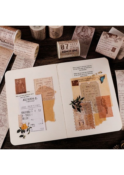 D Stili Bilet Mektupları Bitkiler Vintage Washi Bant Dekoratif Kağıt Maskeleme Bandı Diy Yapışkanlı Karalama Defteri Sticker (Yurt Dışından) indirimleri