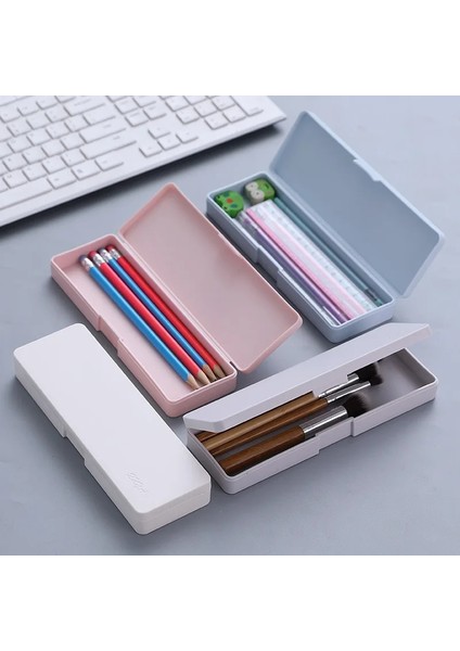 Bej Tarzı Plastik Kalem Kutusu Dıy Kırtasiye Çocuk Öğrenciler Kare Düz Renk Okul Malzemeleri (Yurt Dışından) fiyatları