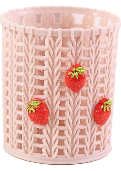 Çilek Tarzı Nefis Minik Çilek Kalem Organizatör Tutucu Sevimli Pembe Sepet Benzeri Kalem Sahipleri Öğrenciler Kırtasiye Malzemeleri (Yurt Dışından)