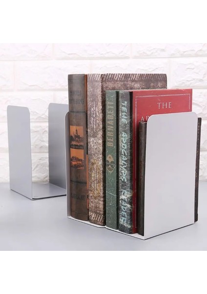 Gri Tarzı 1 Çift Metal Kitap Ayracı Organizatör Masaüstü Ofis Ev Kitap Rafı Depolama Tutucu Kitap Uçları (Yurt Dışından) indirimleri