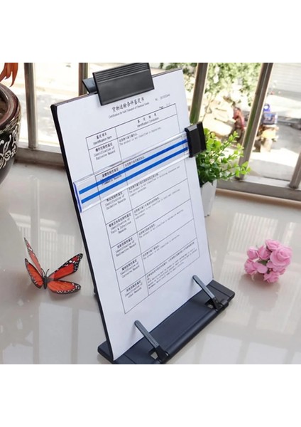 Ayarlanabilir Masaüstü Belge Kitap Okuma Standı Tutucu Braketi Çizgi Kılavuzu Cetvel ve Klipsli Siyah Reklam Ekranı Kopya Tutucu (Yurt Dışından)