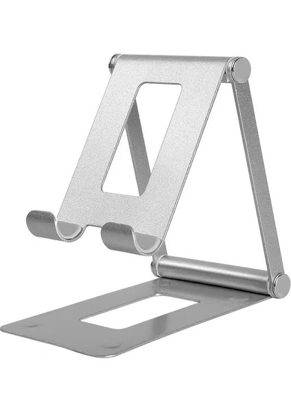 Gümüş Tarzı Ayarlanabilir Telefon Tutucu Masaüstü Katlanabilir Tablet Desteği Standı Masa Braketi Organizatör Taşınabilir Akıllı Telefon Montaj Ofis Malzemeleri (Yurt Dışından)