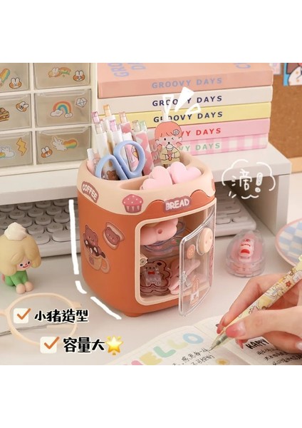 No.1 Stili 1 Adet Kawaii Domuz Kalem Kalem Tutucu Fırça Saklama Kabı Masa Düzenleyici Çok Fonksiyonlu Washi Bant Kırtasiye Ofis Malzemeleri (Yurt Dışından) modelleri