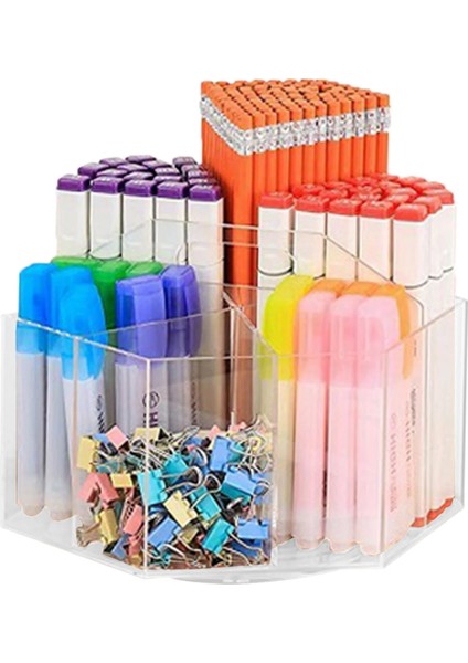 360 Dönen Akrilik Kalemlik Dönen Şeffaf Kalem Organizatör Sanat Kırtasiye 6 Bölmeler Depolama Plastik Taşınabilir Zanaat Depolama (Yurt Dışından) modelleri