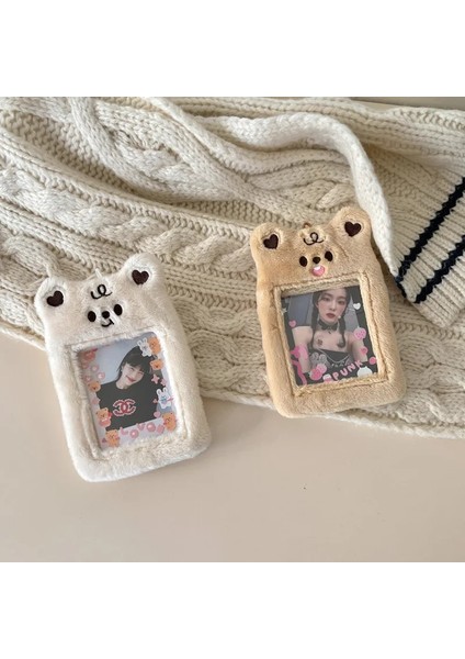 Ey Stil Kawaii Ayı Peluş Fotocard Tutucu Kredi Kımlık Banka Kartı Anahtarlıklar Otobüs Kartı Koruyucu Kılıf Fotoğraf Kollu Kırtasiye (Yurt Dışından) indirimleri