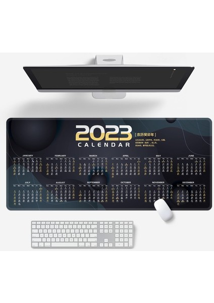 C-300X800X2MM Stili Alendar Mouse Pad Bilgisayar Dizüstü Dizüstü Dikdörtgen Büyük Boy Kaymaz Ofis Masası Takvim Masa Mat Mutlu Yeni Yıl (Yurt Dışından)