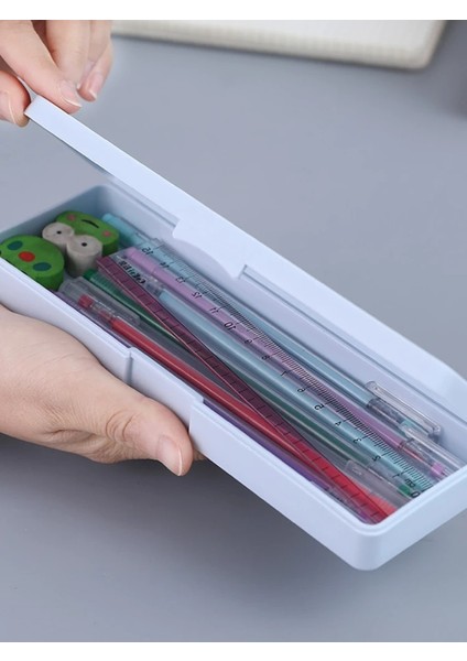 Bej Tarzı Plastik Kalem Kutusu Dıy Kırtasiye Çocuk Öğrenciler Kare Düz Renk Okul Malzemeleri (Yurt Dışından) indirimleri