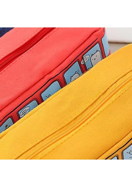 Turuncu Tarzı Kalem Kutusu Öğrenci Kırtasiye Küçük Hayvan Otobüs Erkek ve Kadın Kanvas Kırtasiye Kutusu (Yurt Dışından) modelleri