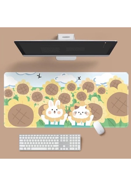 T-800X300X2MM Stili Ins Tarzı Sevimli Pembe Gezegen Tavşan Mouse Pad Oyun Büyük Süper Kawaii Bilgisayar Mat Kaymaz Klavye Pedi Ev Ofis Masaüstü Mat (Yurt Dışından)