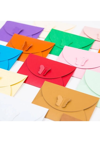 Gümüş Tarzı (10 Adetlot) 10.5*7 cm Renkli Kelebek Toka Kraft Kağıt Zarflar Basit Aşk Retro Toka Dekoratif Küçük Kağıt Zarf (Yurt Dışından) fiyatları