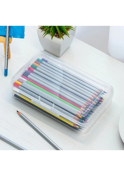 Şeffaf Stil Plastik Kırtasiye Kutusu Basit Şeffaf Buzlu Öğrenci Ofis Saklama Kutusu Kalem Kutusu (Yurt Dışından)