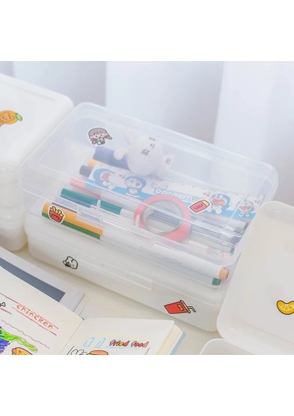 Şeffaf Stil Plastik Kırtasiye Kutusu Basit Şeffaf Buzlu Öğrenci Ofis Saklama Kutusu Kalem Kutusu (Yurt Dışından) indirimleri