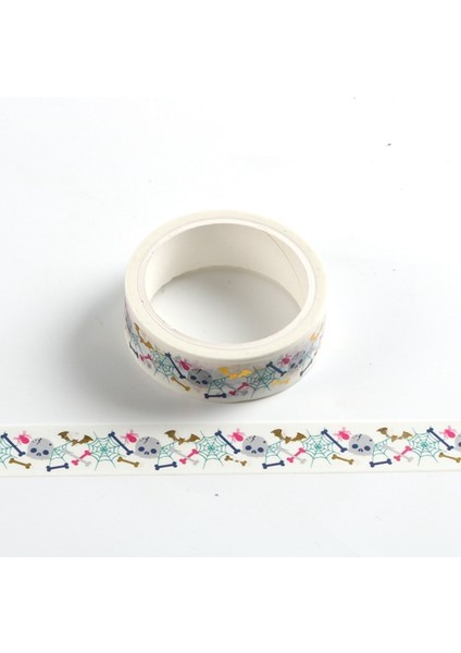 E Stili Yenı 1 Adet Dekoratif Noel ve Cadılar Bayramı Washi Bant Seti Pirinç Kağıdı Dıy Scrapbooking Yapışkan Maskeleme Bandı 1.5 cm * 10 M Kırtasiye (Yurt Dışından)