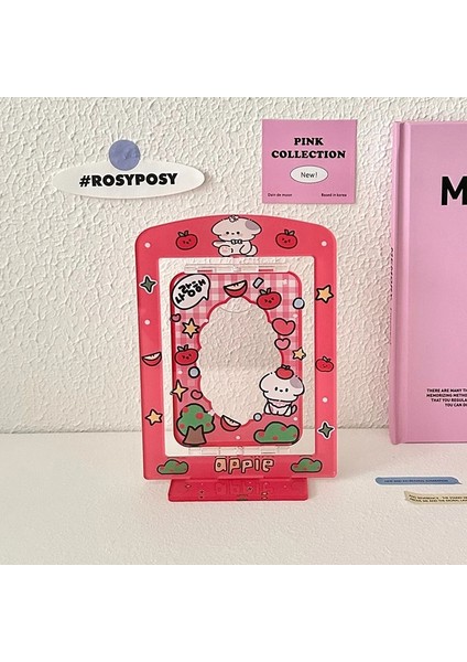 Kırmızı Stil Tatlı Köpek Karikatür Kpop Fotocard Tutucu Rotasyon Idol Fotoğraf Ekran Tutucu Stand Kartı Koruyucular Tutucu Akrilik Masa Dekorasyon (Yurt Dışından)