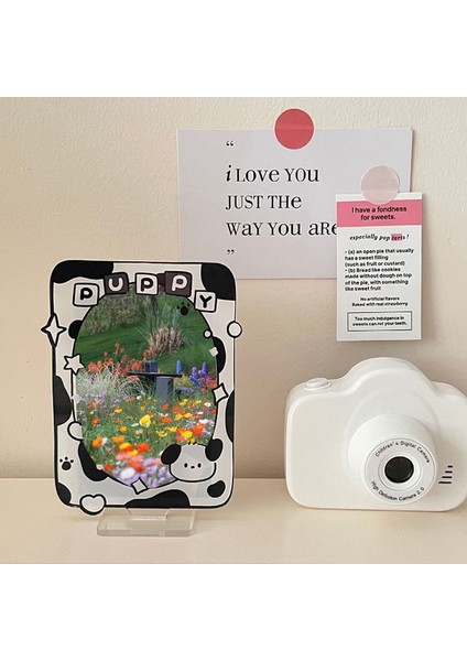 Kırmızı Stil Tatlı Köpek Karikatür Kpop Fotocard Tutucu Rotasyon Idol Fotoğraf Ekran Tutucu Stand Kartı Koruyucular Tutucu Akrilik Masa Dekorasyon (Yurt Dışından) indirimleri