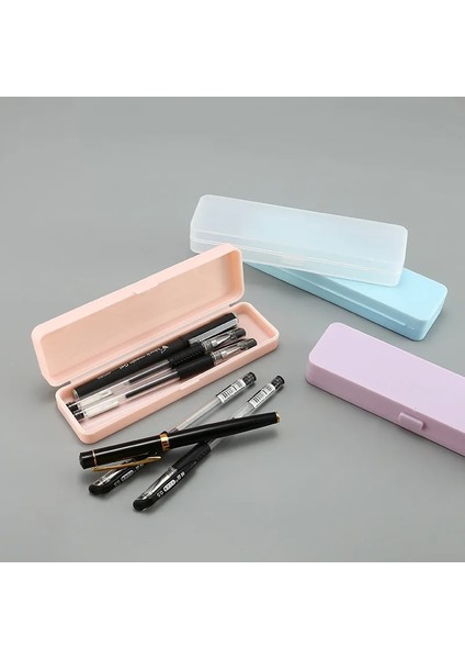 Mor Tarzı Çok Fonksiyonlu Küçük Boy Kırtasiye Plastik Kalem Kutusu Saydam Buzlu Kalem Kutusu Öğrenci Depolama Kalem Kutusu Kalem Kutusu (Yurt Dışından) indirimleri