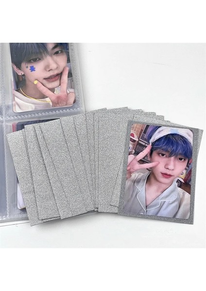 Gümüşi Tarz Mınky Sıcak Ack Renkli Kpop Toploader Kart Fotocard Kollu Idol Fotoğraf Kartları Koruyucu Saklama Çantası Kırtasiye (Yurt Dışından)