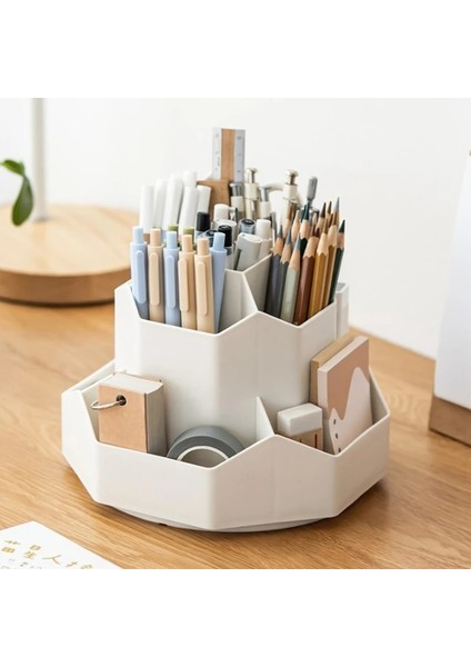 OSS23975KK Stili Basit Altıgen Şekilli 10 Izgaralar Kalem Tutucu Dönebilen Masa Üstü Organiser Büyük Kapasiteli Ofis Kırtasiye Kozmetik Saklama Kutusu (Yurt Dışından) fırsatları