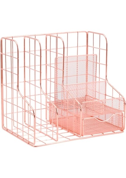 Şık Gül Altın Masa Düzenleyici Hollow-Out Dosya Klasörü Masaüstü Dosya Organizatör Kutusu Sürgülü Çekmeceli Dergiler Tutucu (Yurt Dışından)