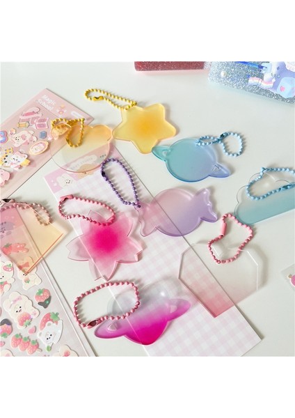 No.1 Stili Ins Özel Şekilli Degrade Renk Kordon Anahtarlık Yaratıcı Kendi Başına Yap Çıkartma Kawaii Sırt Çantası Dekoratif Kolye Akrilik Şeffaf (Yurt Dışından) modelleri