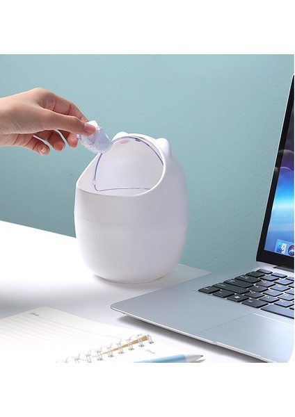 Mavi Stil Ins Çöp Tenekesi Organizatör Ins Masaüstü Kapaklı Kawaii Sevimli Ayı Çöp Kutusu Saklama Kutusu Kız Kalemlik Depolama Kovası Flip Top (Yurt Dışından) indirimleri