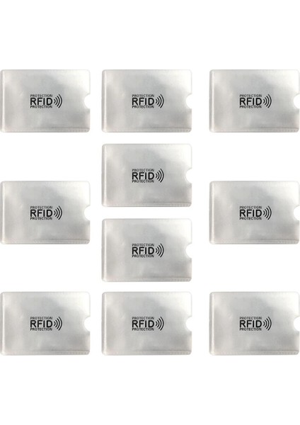 Gümüş 10 Adet Tarzı Anti Rfid Okuyucu Kilidi Cüzdan Kilitleme Kredi Kimlik Kartı Tutacağı Banka Koruyucu Alüminyum Metal Kart Kılıf Desteği Nfc 6.2*9.2 (Yurt Dışından)