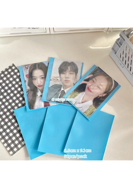 Mavi Stil Mınky Sıcak Ack Renkli Kpop Toploader Kart Fotocard Kollu Idol Fotoğraf Kartları Koruyucu Saklama Çantası Kırtasiye (Yurt Dışından)