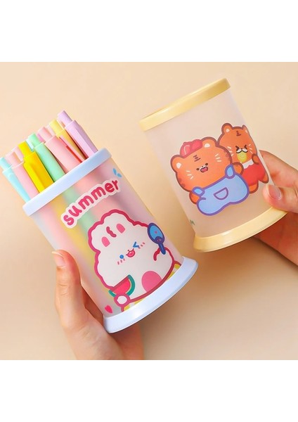Wt Stili Kawaii Karikatür Desen Kalem Tutucu Şeffaf Yuvarlak Katlanır Kalem Masa Düzenleyici Okul Ofis Malzemeleri Kırtasiye Kalemlik (Yurt Dışından) fırsatları