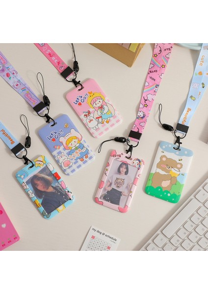 Bir Stil Karikatür Sevimli Kız Asılı Boyun Halat Kart Seti Fotocard Tutucu Kore Ins Öğrenci Otobüs Kartı Yemek Kartları Kaybı Koruyucu Kapak (Yurt Dışından) fiyatları