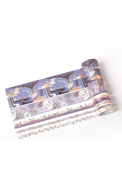 A2 Stili Et Washi Bant Chinoiserie Goldsliver Damgalama Vinç Sakura Scrapbooking Planlayıcı Deco Maskeleme Bantları Günlük Planlayıcı Albümler (Yurt Dışından)