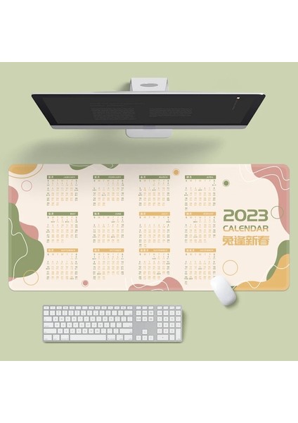 H-300X800X2MM Stili Alendar Mouse Pad Bilgisayar Dizüstü Dizüstü Dikdörtgen Büyük Boy Kaymaz Ofis Masası Takvim Masa Mat Mutlu Yeni Yıl (Yurt Dışından)