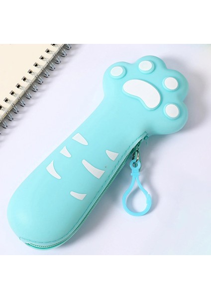 Mavi Stil Silikon Kalem Kutusu Fermuar Tasarım Kedi Pençe Kalem Çantası Su Geçirmez Kırtasiye Ofis Okul Için Kalem Kutuları Çanta Yazma DJA88 (Yurt Dışından)