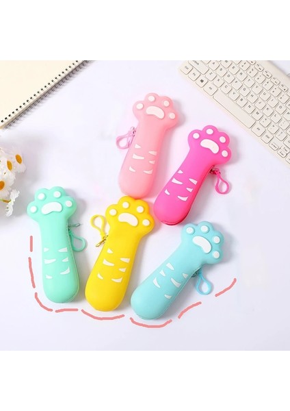 Mavi Stil Silikon Kalem Kutusu Fermuar Tasarım Kedi Pençe Kalem Çantası Su Geçirmez Kırtasiye Ofis Okul Için Kalem Kutuları Çanta Yazma DJA88 (Yurt Dışından) fiyatları