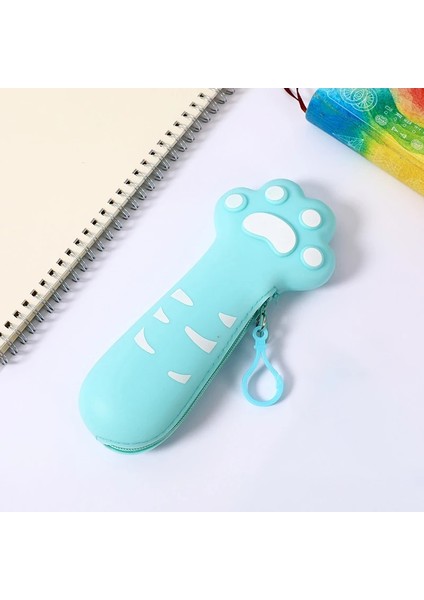 Mavi Stil Silikon Kalem Kutusu Fermuar Tasarım Kedi Pençe Kalem Çantası Su Geçirmez Kırtasiye Ofis Okul Için Kalem Kutuları Çanta Yazma DJA88 (Yurt Dışından) fırsatları