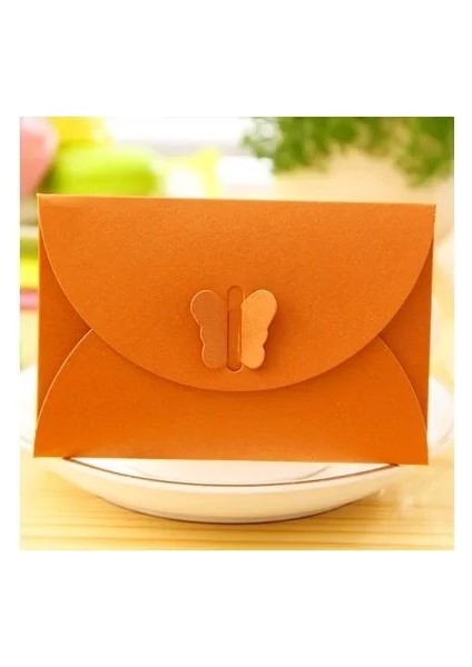 Turuncu Tarzı (10 Adetlot) 10.5*7 cm Renkli Kelebek Toka Kraft Kağıt Zarflar Basit Aşk Retro Toka Dekoratif Küçük Kağıt Zarf (Yurt Dışından)