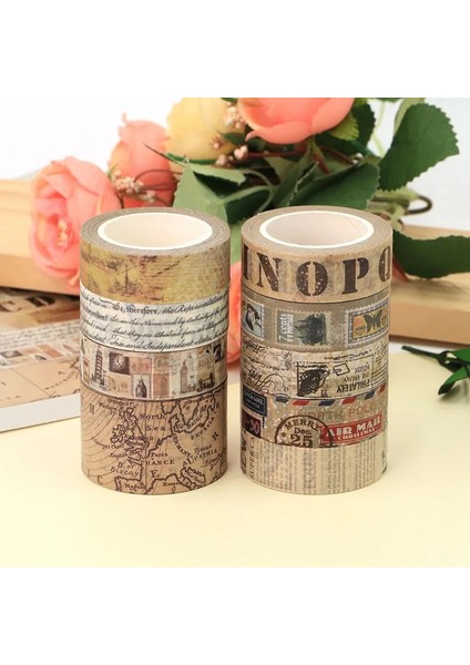 B52 Stili 1 Rulo 15MM * 10M Retro Eski Harfler Gazeteler Eski Pullar Haritalar Dekoratif Washi Bant Dıy Scrapbooking Maskeleme Bandı Okul (Yurt Dışından) modelleri