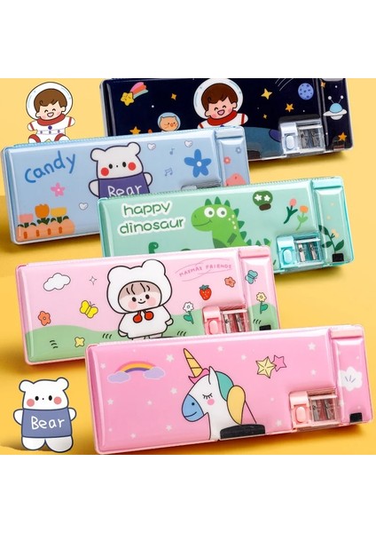 A7 Tarzı Karikatür Kırtasiye Kutusu Kalemtıraş ile Plastik Kalem Kutusu Okul Saklama Kutusu Çocuk Sevimli Kalem Kutusu Öğrenci Kalem Kutusu Hediyeler (Yurt Dışından) modelleri