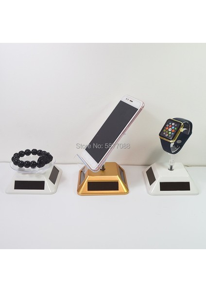 Cep Telefonu Beyaz Tarzı iPhone Solar Ekran Standı, Hem Güneş Enerjisi Hem De Pil ile Desteklenir Döner Braket Cep Telefonu Mağaza Tabanı Tutucu (Yurt Dışından) fiyatları