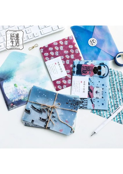 No.9 Tarzı Ack Kawaii Hayvan Kedi Köpek Saydam Zarf Mesaj Kartı Mektup Sabit Depolama Kağıt Hediye (Yurt Dışından) fiyatları