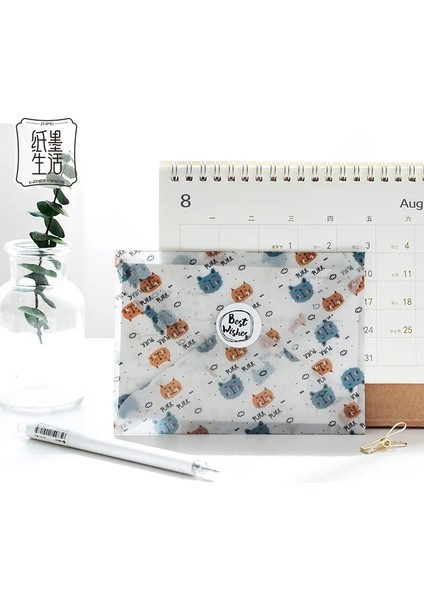 No.9 Tarzı Ack Kawaii Hayvan Kedi Köpek Saydam Zarf Mesaj Kartı Mektup Sabit Depolama Kağıt Hediye (Yurt Dışından) indirimleri