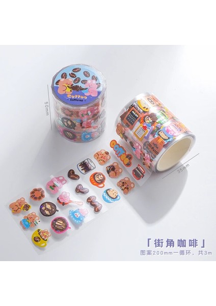 D Stili Kawaii Karikatür Ayı Günlük Yaşam Maskeleme Washi Bant Sanat Dekoratif Yapışkan Bant Diy Scrapbooking Sticker Etiket Kore Kırtasiye (Yurt Dışından)