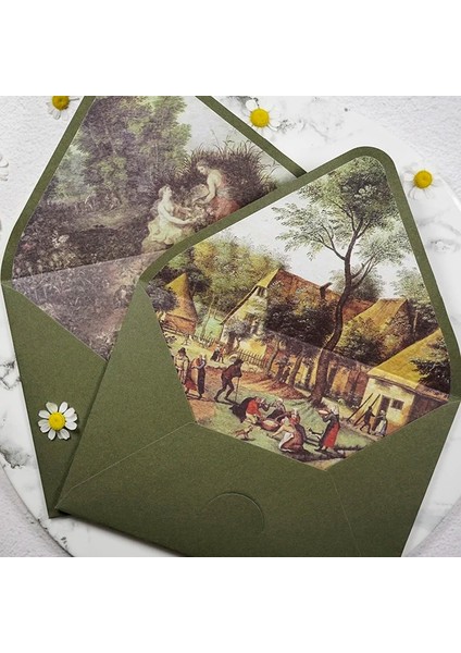 No.5 Tarzı Et Avokado Yeşil Serisi Vintage Zarflar Düğün Davetiyeleri Baskı Astar Zarflar Davetiye Kırtasiye (Yurt Dışından) fiyatları