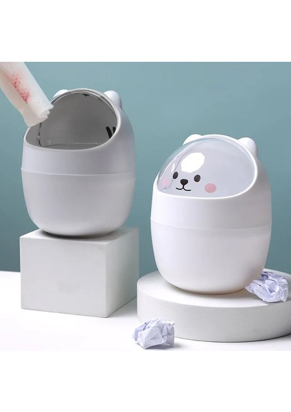 Beyaz Stil Ins Çöp Tenekesi Organizatör Ins Masaüstü Kapaklı Kawaii Sevimli Ayı Çöp Kutusu Saklama Kutusu Kız Kalemlik Depolama Kovası Flip Top (Yurt Dışından) fiyatları