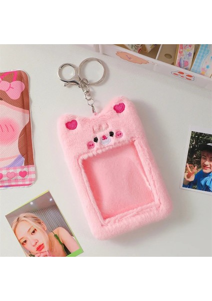 Pembe Tarzı Kpop Hayvan Keychaotocard Tutucu Oto Otobüs Kartı Tutucu Koruyucu Kapak Kılıf Çanta Kolye Kırtasiye (Yurt Dışından)