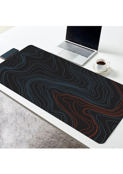 No.8 Tarzı Bilgisayar Mouse Pad Strata Sıvı Oyun Aksesuarı Mousepad Soyut Büyük Boy Mousemat Oyun Kauçuk Kaymaz Alt Halı (Yurt Dışından)