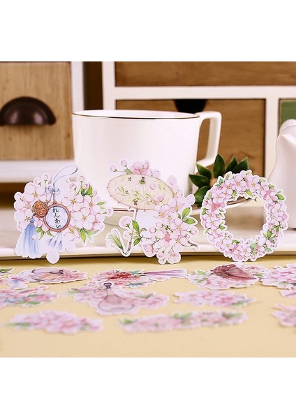 Japon Kiraz Çiçekleri Çıkartmalar El Sanatları ve Scrapbooking Çıkartmaları Kitap Öğrenci Etiketi Dekoratif Sticker Dıy Kırtasiye (Yurt Dışından)