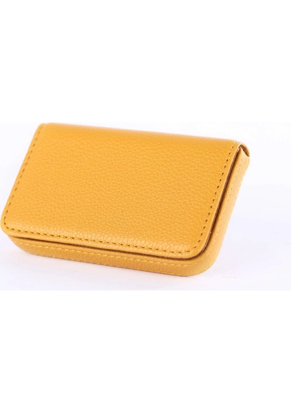 Sarı Stil Ezone 1pc Kartvizitlik Pu Deri Yüksek Li Kart Çantası High-End Gül Kırmızıapricotcof 9 Renk Manyetik Düğme Tasarımı (Yurt Dışından)