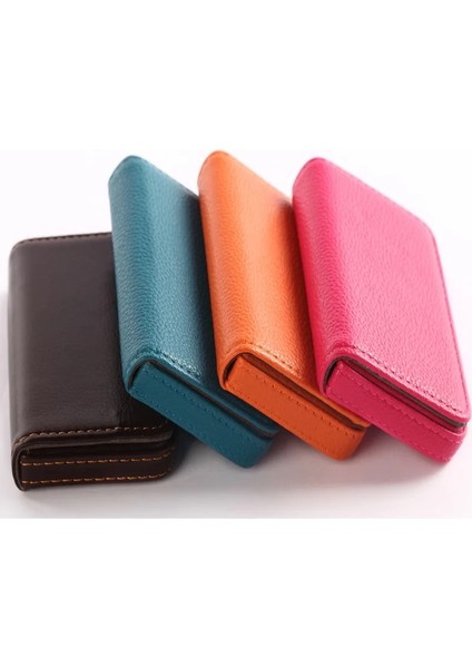 Sarı Stil Ezone 1pc Kartvizitlik Pu Deri Yüksek Li Kart Çantası High-End Gül Kırmızıapricotcof 9 Renk Manyetik Düğme Tasarımı (Yurt Dışından) fırsatları